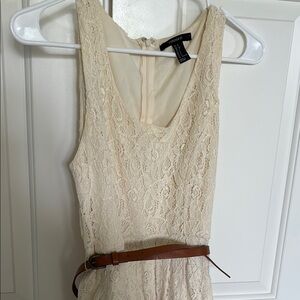 Cream lace Mini Dress with Scoop Neck